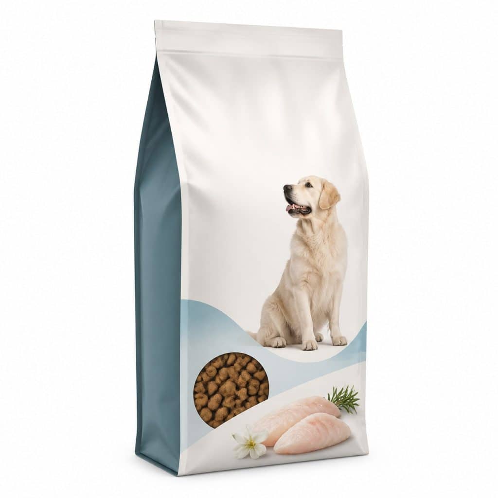 Croquettes digestion sensible poisson blanc, tous gabarits — packshot