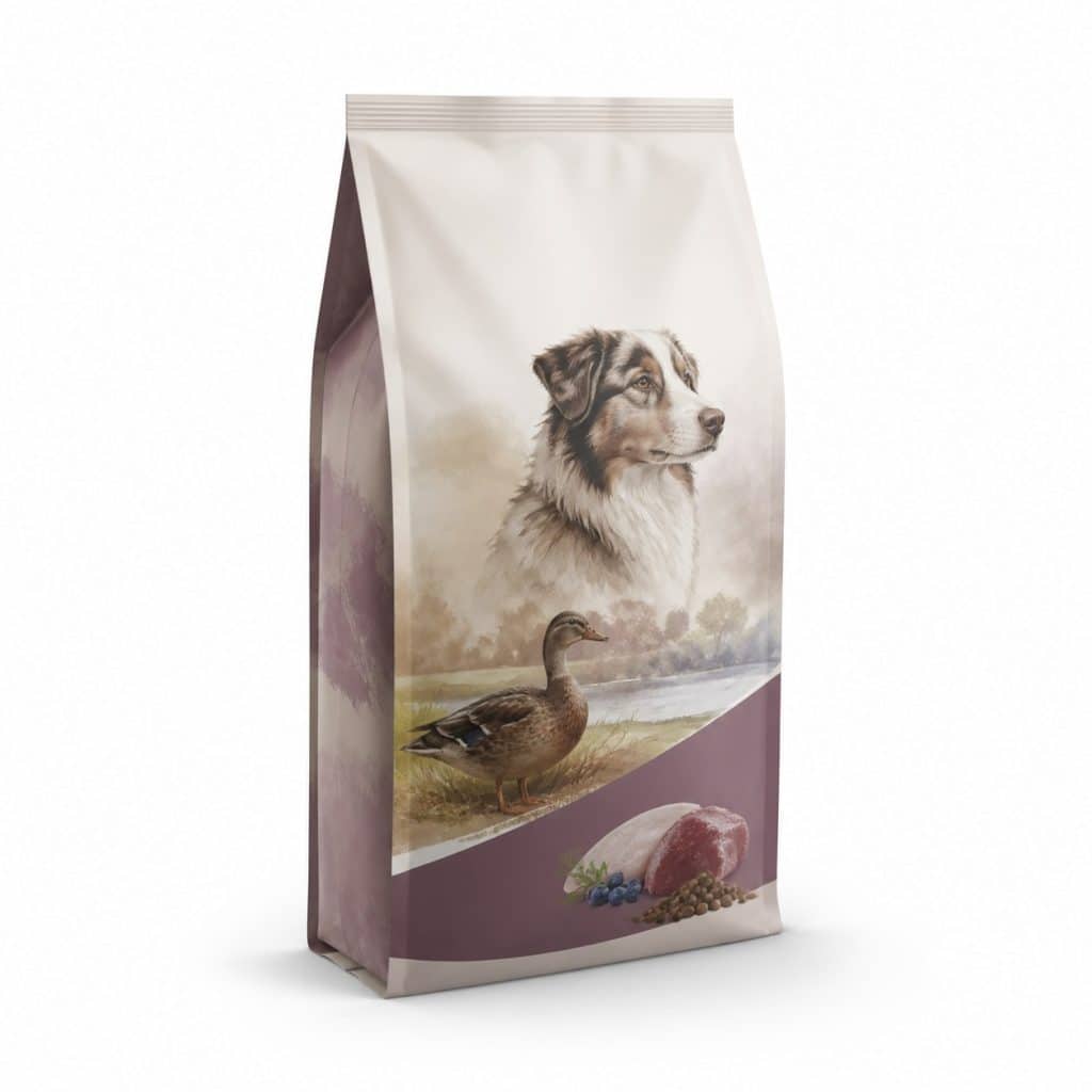 Croquettes premium canard, chien sensible aux protéines courantes — packshot