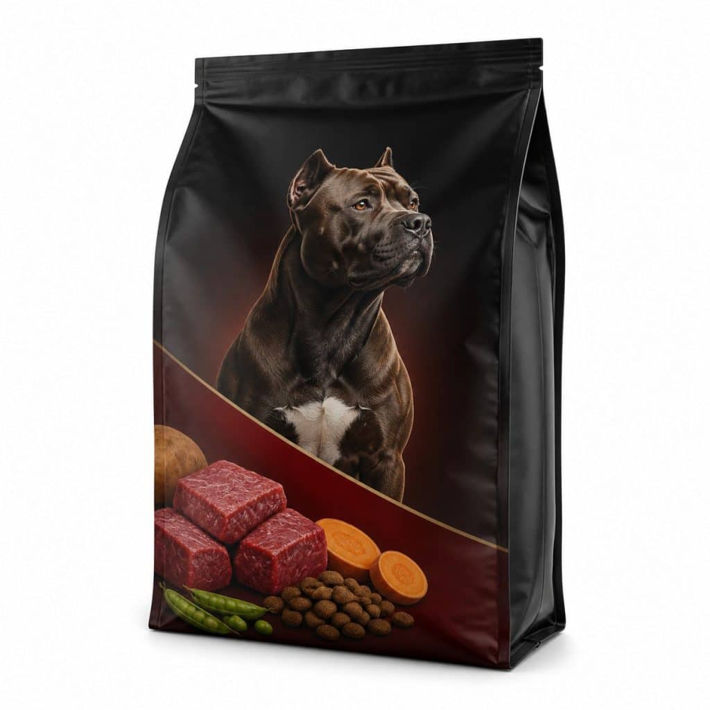 Croquettes sans céréales bœuf, chien musclé — packshot